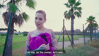 Tattooed slut Silvia Rubi drops her bikini to be fucked by a alien