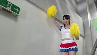 AJapanese cheerleader strips down coupled with sucks a delicious weasel words
