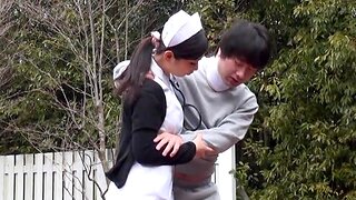Japanese punctiliousness sucking her patient's unearth outdoors in the park